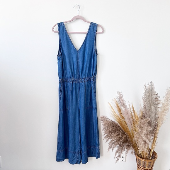 Splendid Pants - Splendid denim chambray jumpsuit wide leg crop